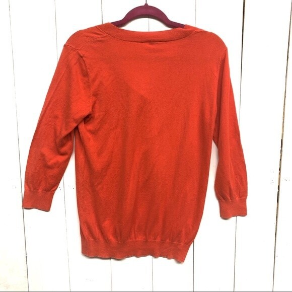 LOFT | redish orange v neck sweater - Picture 3 of 4